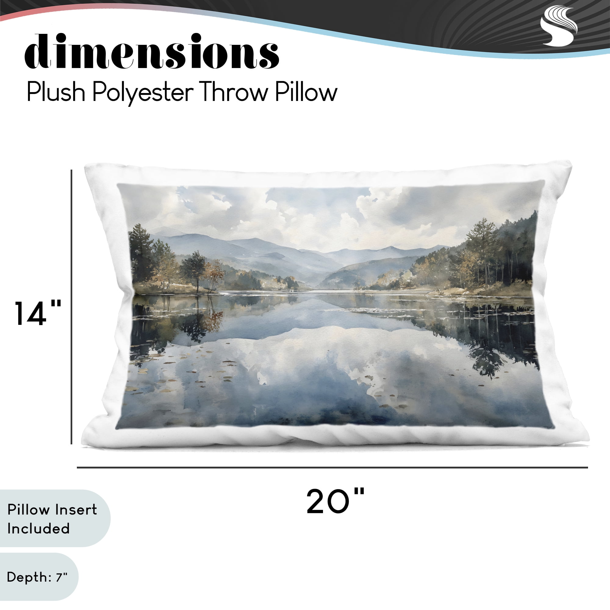 Stupell Industries Nature's Reflection on Mountain Lake Decorative Printed Throw Pillow, design by Franklyn Gregory, 14 x 7 x 20