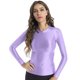 thumbnail image 3 of Camiseta de malla metálica brillante para mujer, camisetas de manga larga para fitness, camisetas ajustadas de color sólido para mujer, ropa deportiva para gimnasio y yoga, 3 of 5
