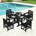 thumbnail image 7 of Serwall 6 Piece Round Patio Dining Table Set with Umbrella, HDPE Outdoor Patio Furniture Set, All Weather Patio Dining Set for 4 with 9FT Umbrella, Black(Not Include Umbrella Base), 7 of 7