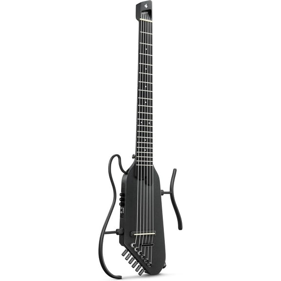 Donner HUSH C Acoustic-Electric Nylon String Classical Guitar– Ultra-Lightweight Travel Guitar with Built-In Tuner, HPS-II Preamp, Headphone Jack & Quick-Release Stand – Black