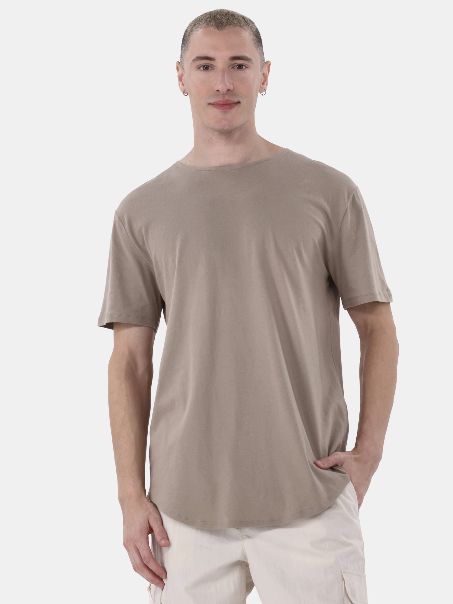 No Boundaries Men's & Big Men's Longline Curved Hem Elongated Tee Shirt, 2-Pack, Sizes XS-5XL
