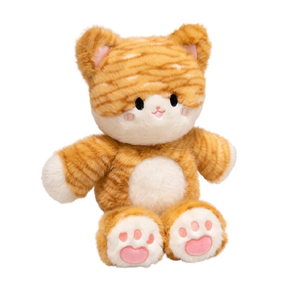 Plush Cat Toy Soft Stuffed Orange Tabby Kitten with Flush Cheek Design 11.8 inch Single Pack Cute Animal Plush for Toddlers Bedtime Companion Playroom Decor Birthday Holiday Surprise Gift