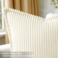 thumbnail image 2 of Spring Corduroy Cream White Throw Pillow Covers 18x18 Set of 2 Decorative Soft Boho Farmhouse Couch for Living Room Bed Sofa Broadside Striped Cases, 2 of 4