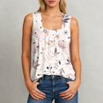 thumbnail image 2 of WEIWEN Summer Tank Tops for Women Pleated Floral Printed Square Neck Sleeveless Shirts Casual Loose Fit Trendy Camisole Vest Dark Blue, XL, 2 of 5