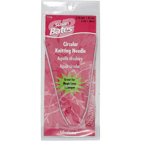 Silvalume Circular Knitting Needles 36"-Size 2/2.75mm, Pk 3, Susan Bates