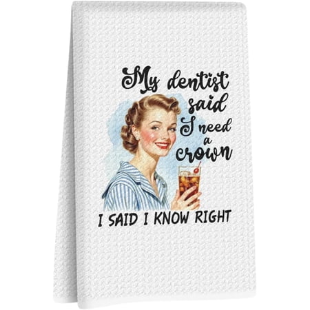 2 Pcs Funny Kitchen Towels 16x24 Inch Housewife Reusable Dish Cloth Hand Towel Weave Tea Towels for Bathroom Kitchen Farmhouse Decor  Hostess Gifts for Women Mom Friend