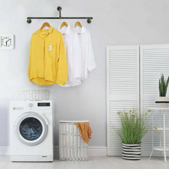 Wall Mounted Retractable Clothes Racks T-Bar Pipe Coat Hanger Garment Racks