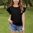 thumbnail image 6 of CYRBOKO T-shirts for Girls, Casual Comfy 2025 Flutter&nbsp;Sleeve Summer Tops Black Size 13-14 T, 6 of 9