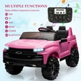 thumbnail image 3 of Towallmark 24V 2-Seater Truck Licensed Chevrolet Silverado Ride On Car Toy w/Parent Remote Control,4xSpring Suspension, 3 Speeds, Wireless Music, MP3 Player, Electric Vehicle Car for Kids, Pink, 3 of 6