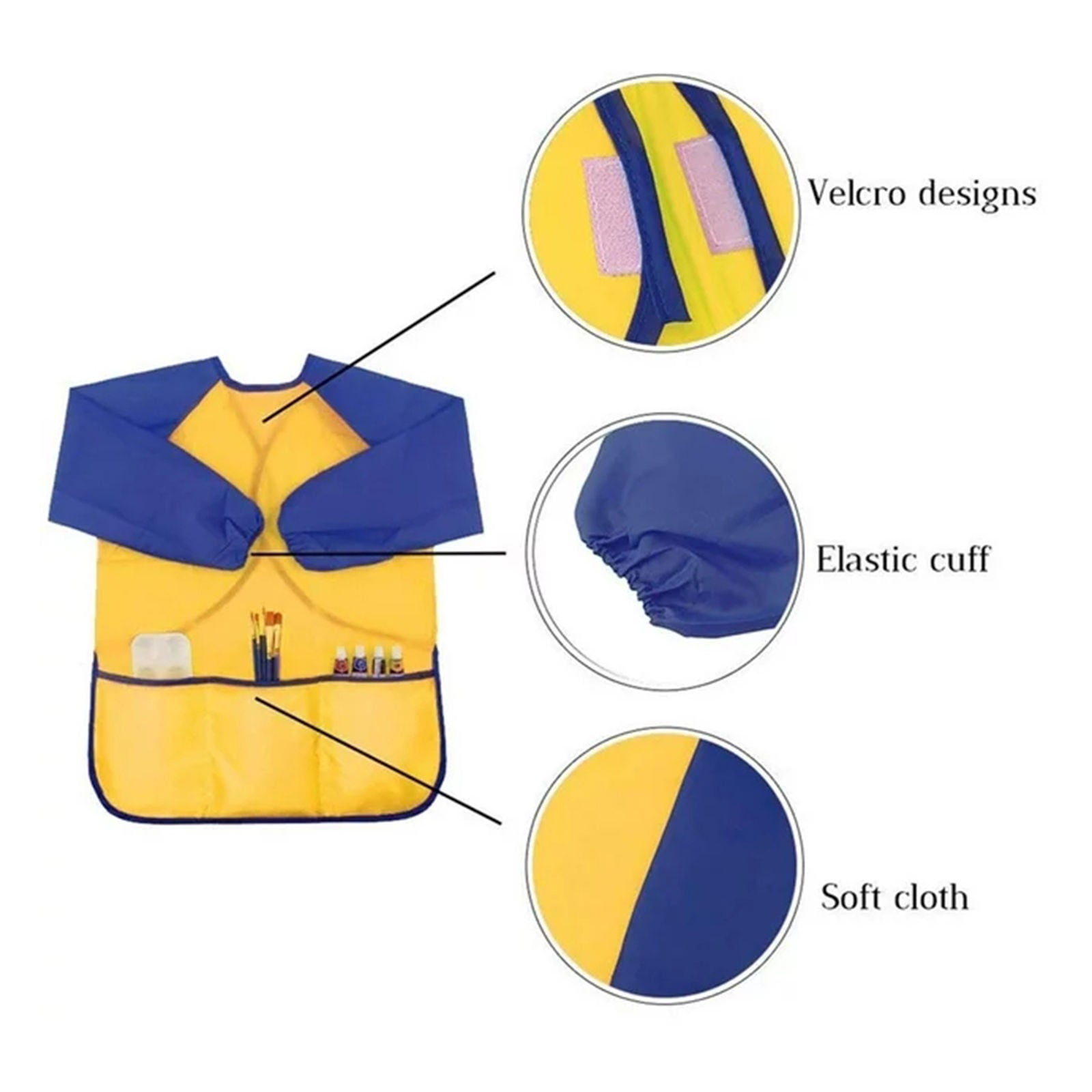 Plertrvy 17X18X1Cm Kids Art Smocks Toddler Smock Artist Painting Aprons Long Sleeve With 3 Pockets For Age 28 Years Gifts Art Painting Crafts Apron With Pockets Clearance (Blue@0318)