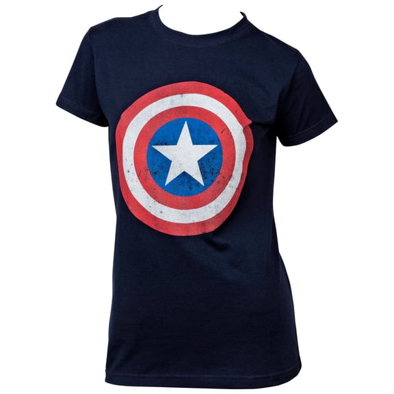 Captain America Distressed Shield Symbol Women's T-Shirt-Small