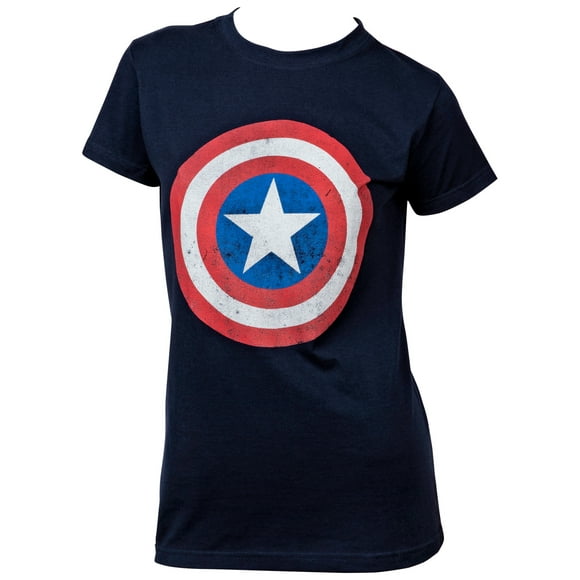 Captain America Symbole de Bouclier en Détresse T-Shirt-Moyen pour Femmes