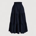 thumbnail image 3 of Women's Flowy Long Skirt Elastic High Waist Retro Pleated A-Line Flared Maxi Skirts Beach Vacation Outfits, 3 of 5
