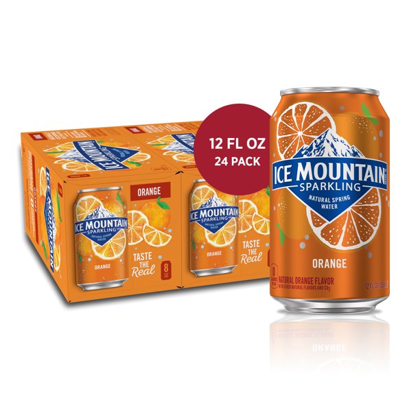 Ice Mountain Sparkling Water, Orange, 12 oz. Cans (24 Count)