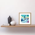 thumbnail image 2 of Snowboarder Mid Air Action Shot Modern Colourful Abstract Acrylic Paint Square Wooden Framed Wall Art Print Picture 8X8 Inch, 2 of 4