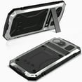 thumbnail image 2 of Compatible with iPhone 16e Metal Case, with Screen Protector Camera Lens Protector Military Rugged Heavy Duty Shockproof Case with Metal Kickstand Full Body Tough Dustproof Case, Silver, 2 of 7