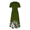 thumbnail image 5 of Ecqkame Womens Dresses Loose Casual Printed Short Sleeve Round Neck Vacation Summer Long Dresses for Women B-Green L, 5 of 5