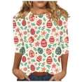thumbnail image 3 of lcziwo Mother's Day Gifts Oversized Tshirts for Women 2025 Easter Eggs Graphic Tees Shirt Casual Crew Neck 3/4 Length Sleeve Tops Cotton Pullover Blouse Multicolor XXXXXL, 3 of 6