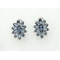 thumbnail image 2 of Faship Gorgeous Dark Blue CZ Crystal Floral  Pierced Clip Earrings, 2 of 4