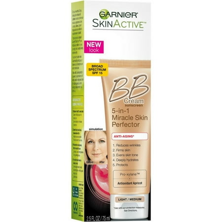 2 Pack - Garnier SkinActive Miracle Skin Perfector BB Cream Anti-Aging Light/Medium 2.5 (Best Garnier Bb Cream)