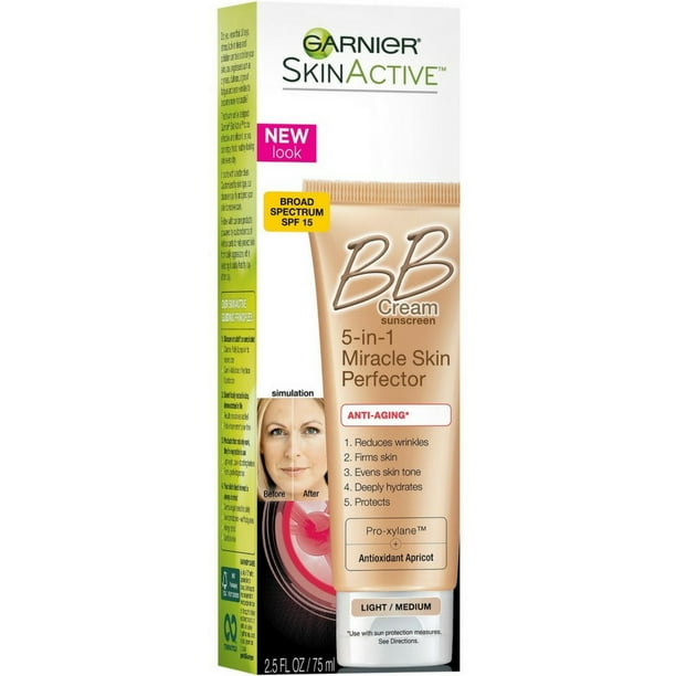 Lav en seng besøgende partiskhed Garnier SkinActive Miracle Skin Perfector BB Cream Anti-Aging, Light/Medium,  2.5 oz (Pack of 2) - Walmart.com