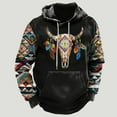 thumbnail image 2 of ZCFZJW Mens Western Hoodie Sweatshirts Vintage Aztec Print Long Sleeve Hooded Pullover Tops Lightweight Trendy Pacthwork Warm Coat with Pockets Z07-Black XXL, 2 of 3