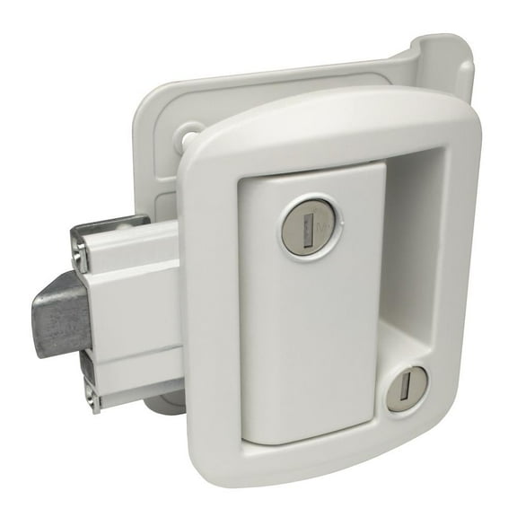 Global Link Classic Pro Travel Trailer Entrance Lock, White Powder Coat