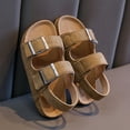 thumbnail image 5 of Gubotare Boys Sandals Little Kid Toddler Boys Girls Double Buckle Sandals Children's Adjustable Back Strap Water Sandal Size 10.5 (Khaki,10.5 Little Kids), 5 of 6