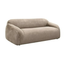 Roundhill Furniture Adell Polar Bear Faux Fur Upholstered Sofa, Camel Brown