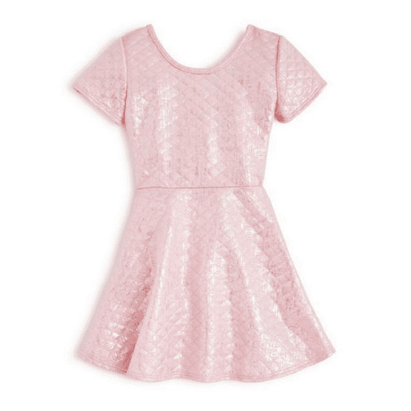 Aqua Girls' Quilted Metallic Dress - Sizes 2