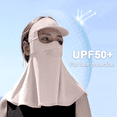 thumbnail image 2 of Máscara de protección solar de verano con borde desmontable para mujer, máscara de seda de hielo transpirable para ciclismo, tipo largo con cortina facial, 2 of 5