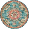 thumbnail image 1 of Unique Loom Tapis Médaillon Centre Penrose 6' x 6' Rond Turquoise/Beige, 1 of 1