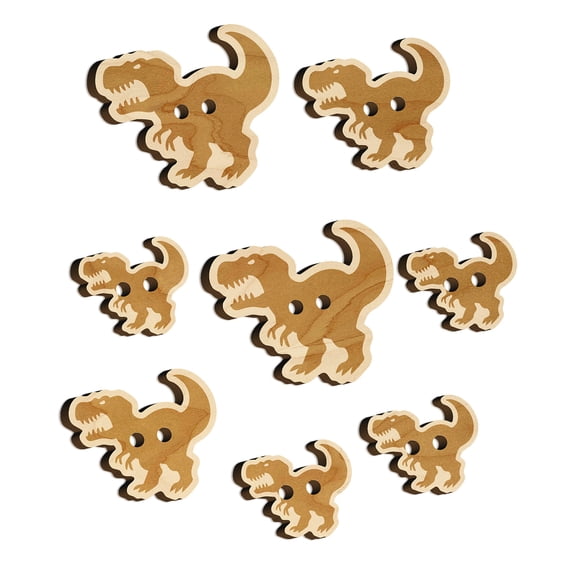 Tyrannosaurus Rex Silhouette Wood Buttons for Crochet Knitting Sewing DIY Craft - 1.25 Inch Large (5pcs)