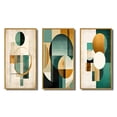 thumbnail image 2 of Designart "Retro Gold and Teal Full Moon Grace II" Modern Geometric Framed Wall Art Set Of 3 - Gold Abstract Frame Canvas Set For Living Room Decor, 2 of 7