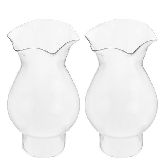 FRCOLOR 2pcs Small Glass Oil Lamp Chimney Glass Kerosene Lantern Replacement Vintage Oil Lamp Glass Globe for Home Decoration Camping rustic Atmosphere