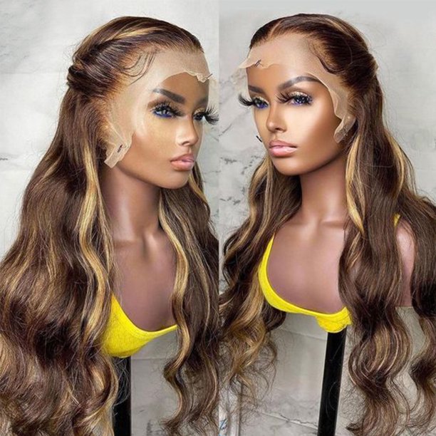 Highlight Body Wave Wigs 13X4 Lace Front Wig Wavy Human Hair Wig for Women P4 27 Highlight Lace Wigs 18 inch