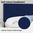 thumbnail image 2 of 4 EVER WINNER King Size Bed Frame, King Size Upholstered Platform Bed Frame with Vertical Channel Tufted Headboard, Blue King Bed Frame, Blue, 2 of 8