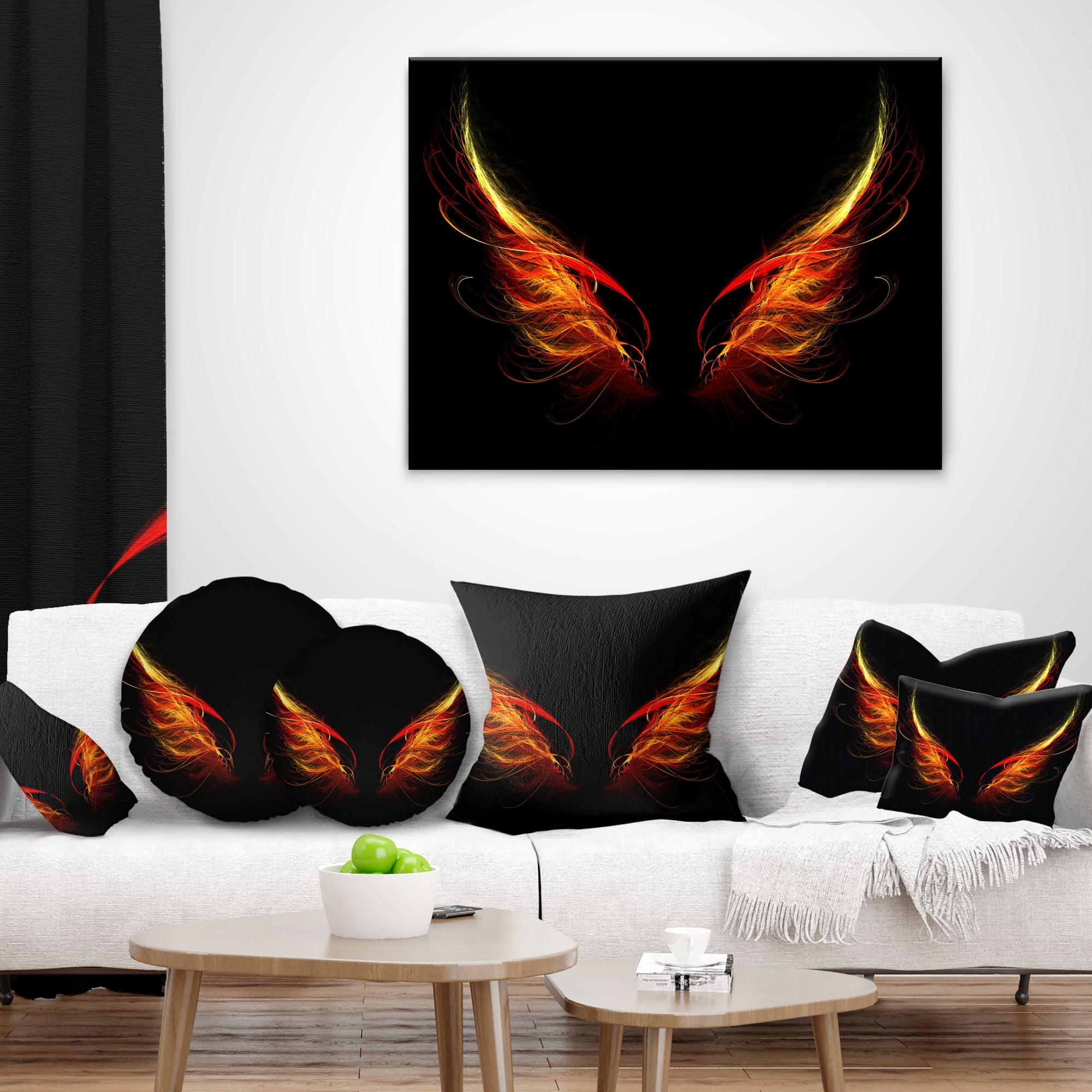 Designart 12" x 20" Black Polyester Throw Pillow