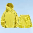 thumbnail image 4 of BODOAO Women's Hooded Jacket and Shorts 2 Piece Set Summer Casual Long Sleeve Zip Up Sporty Loungewear Outfit, Lightweight Track Suit with Side Pockets for Travel and Gym Yellow S, 4 of 4