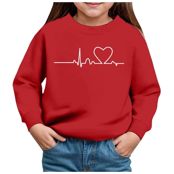 Kogui Girls Crop Sweatshirt Crewneck Sweatshirt Girls Sport Long Sleeve Cotton Kids Toddler Casual Solid T-Shirt Pullover Tops Size 3T 4T (Red,3-4 Years)