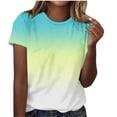 thumbnail image 6 of Naotn Gradient Short Sleeve Tops for Women Summer Casual Crew Neck Shirts Trendy Vacation Beach Blouses Fashion Basic-fit Tee, 6 of 7