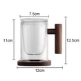 thumbnail image 2 of Glass Tea Mug with Infuser and Lid Tea Cup Wooden Handle Glass Coffee Mug ,Insulated Glass Mug, 2 of 5