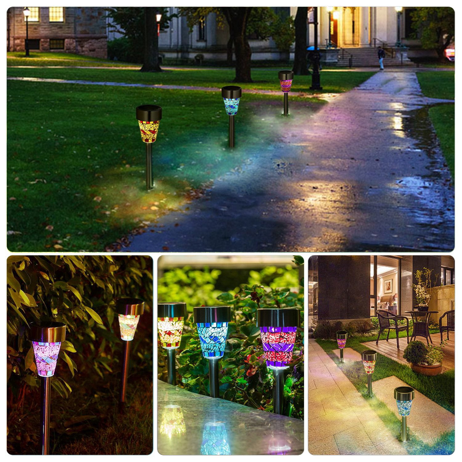 Moclever Solar Pathway Lights Outdoor Pathway Lights IP44 Waterproof LED Solar Lights for Yard Landscape Walkway 6Pack