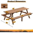 thumbnail image 3 of Tabaray 8 Person Wooden Picnic Table, Outdoor Camping Dining Table with 2 Built-in Benches for Garden Courtyard BBQ, 3 of 10