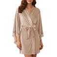 thumbnail image 3 of Lixiuxyad Soft Velvet Cozy Sleep Robe,Beige, 3 of 6