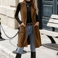 thumbnail image 2 of Enjoytime Long Vest for Women Lapel Button Sleeveless Corduroy Jacket Fall Winter Cozy Trendy Casual Waistcoat with Pockets, 2 of 8