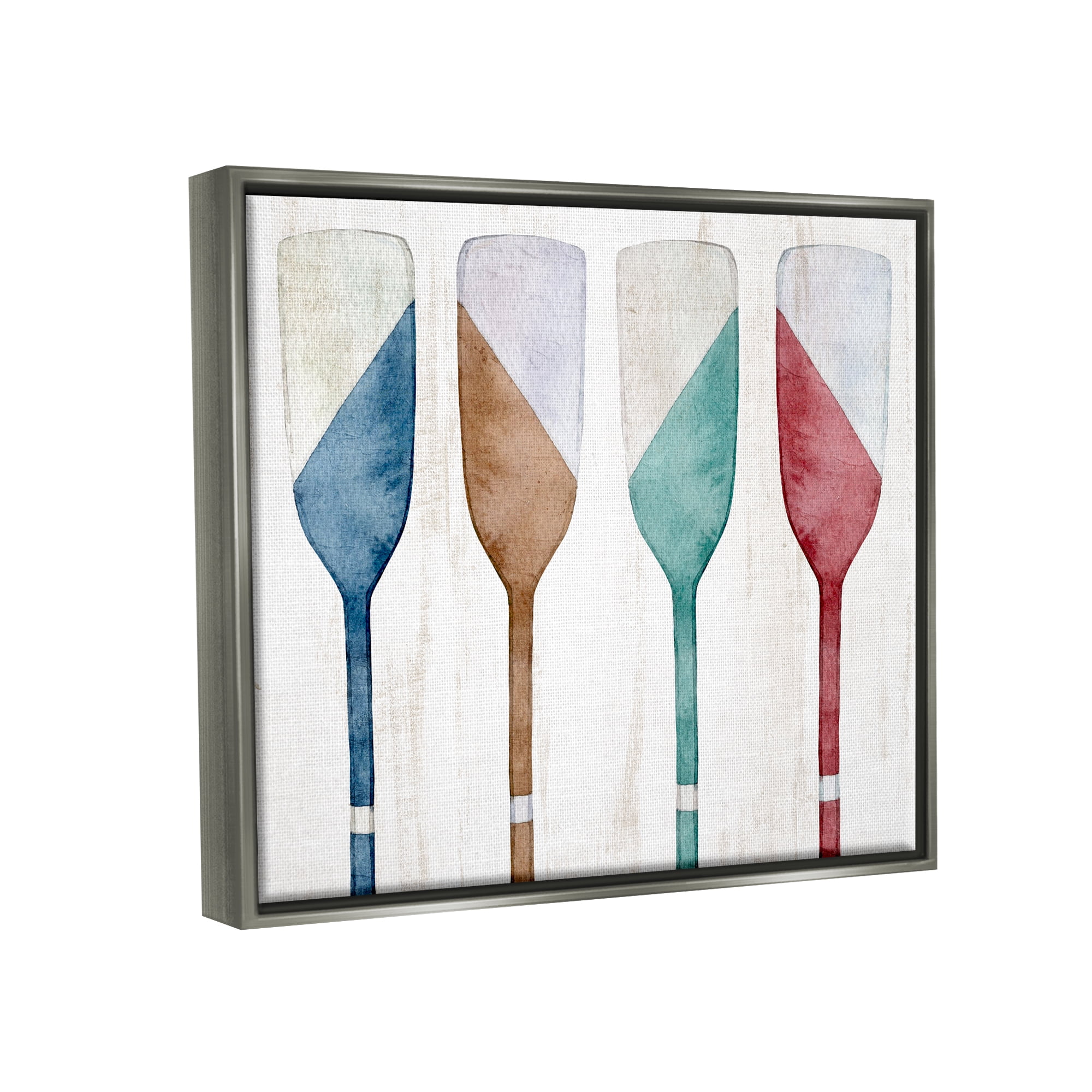 Stupell Industries Rustic Boat Oars Nature Painting Gray Floater Framed Art Print Wall Art, 21 x 17
