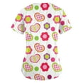 thumbnail image 3 of TIMIFIS Hauts de Sarrau de la Saint-Valentin pour Femmes Imprimés Uniforme de Travail à Manches Courtes Col en V Blouse T-shirt de Tenue de Travail avec Poches-Rouge - Printemps, 3 of 3