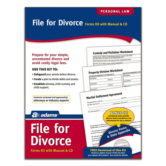 Adams Divorce Kit, Forms and Instructions, Includes CD (K302)