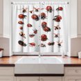 thumbnail image 2 of Ambesonne Ladybug Kitchen Curtains, Spotted Ladybugs Pattern, 55"x45", Paprika and Charcoal Grey, 2 of 3